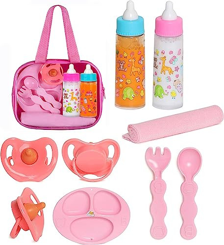 fash n kolor Baby Doll Feeding Set with Doll Magic Bottles in a Baby Bag Set- 8 Piece Set with Ba... | Amazon (US)