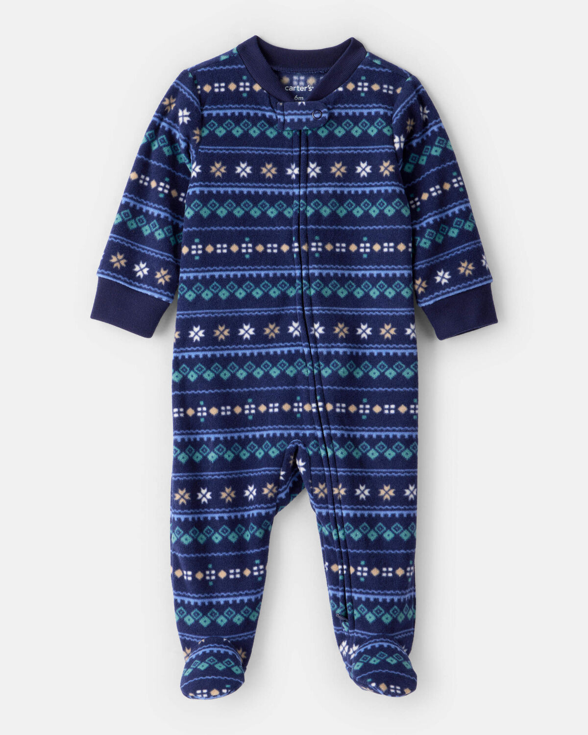 Baby Boy Fair Isle Fleece Long-Sleeve Loose Fit Sleep & Play Pajamas | Carter's Inc