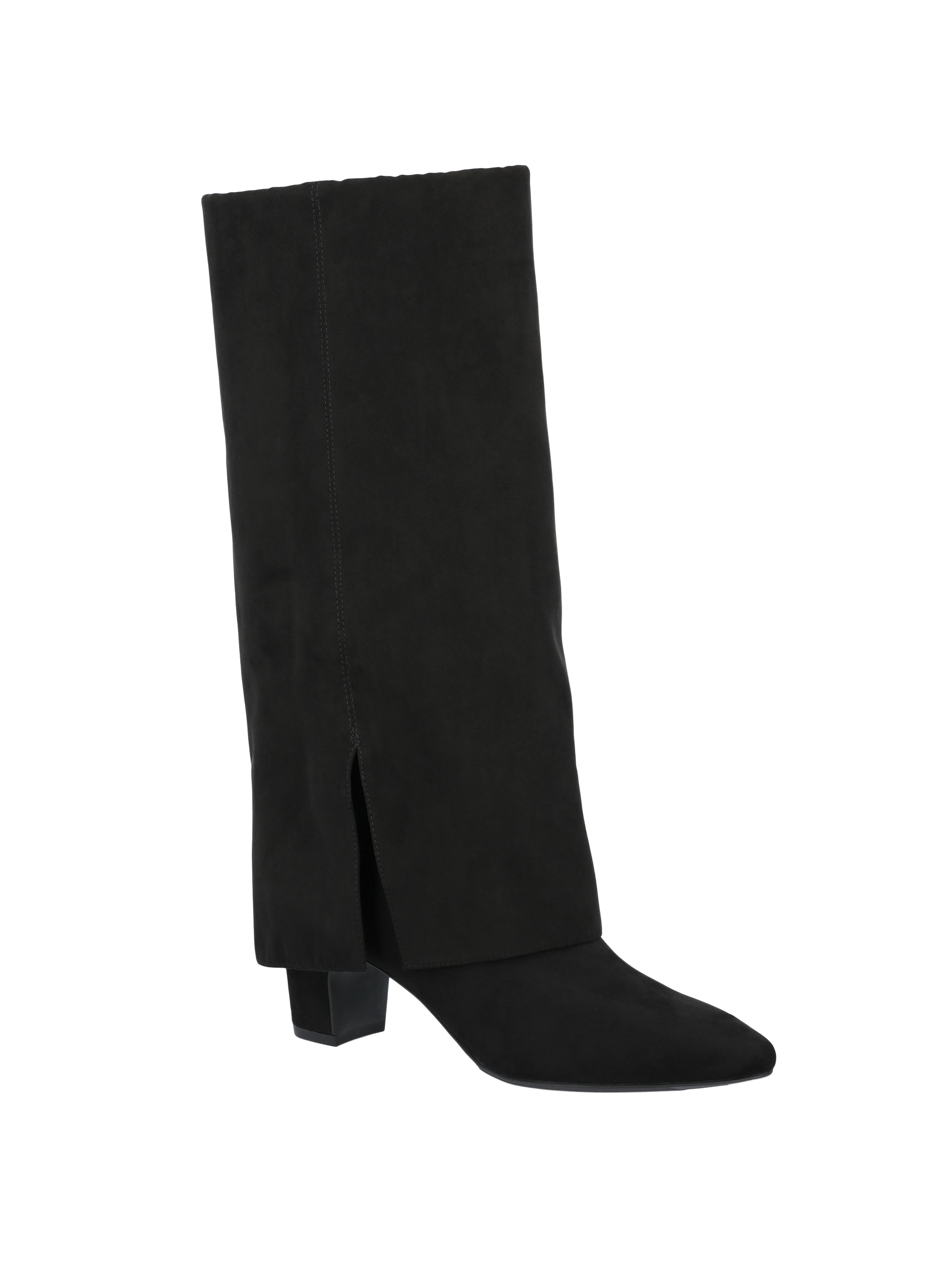 Time and Tru Women's Faux Suede Foldover Tall Boots | Walmart (US)