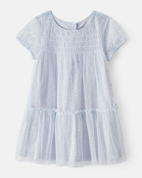 Toddler Girl Short-Sleeve Tulle Occasion Dress - Blue | Carter's Inc
