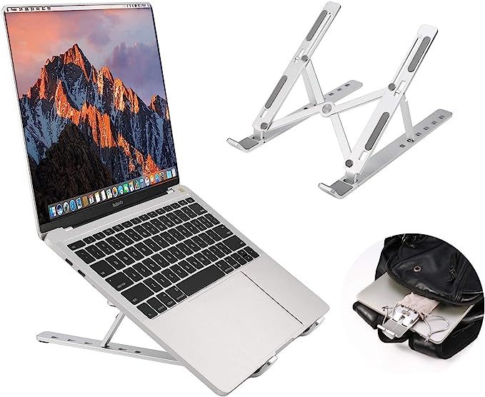 Coomaxx Portable laptop stand, Aluminum Foldable Holder, 6 levels Height & Angle Adjustable，Mac... | Amazon (US)