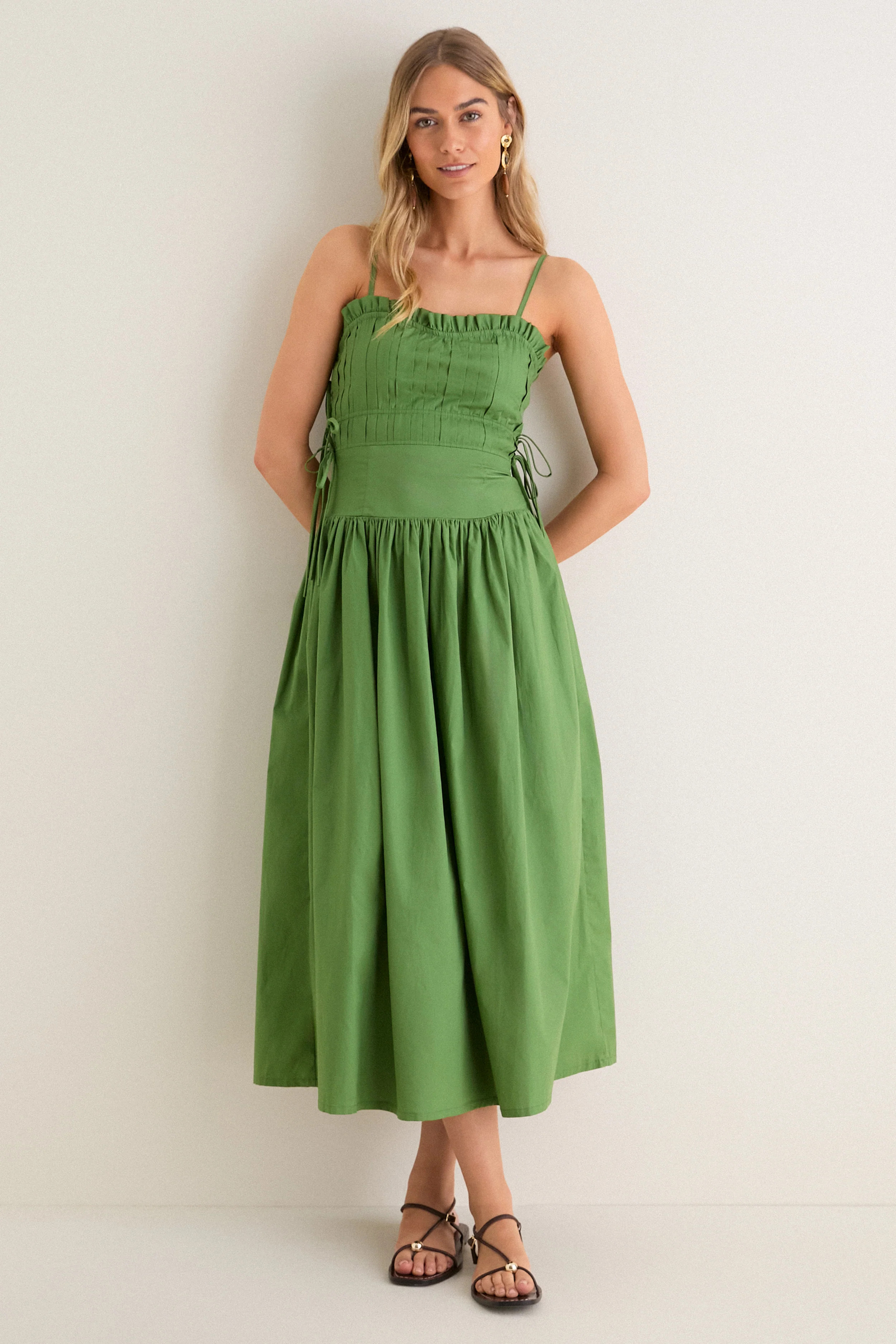 Green Tie Midi Dress | Tuckernuck (US)