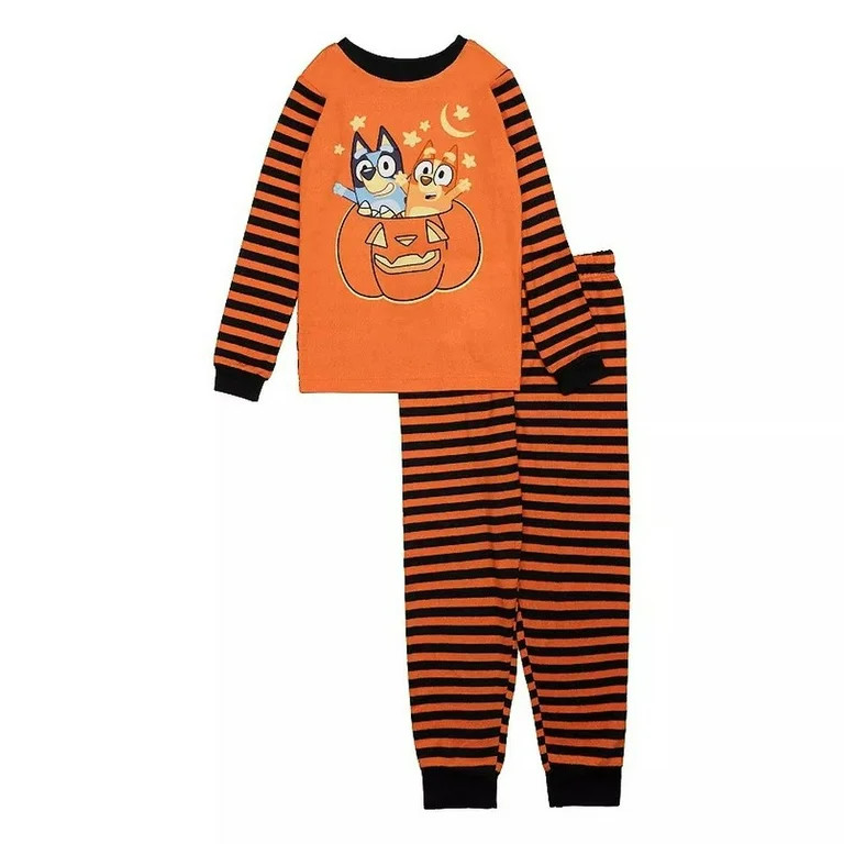 Bluey and Bingo Toddler Boy's, Girl's Halloween Pumpkin Pajama Set (Size 6) | Walmart (US)