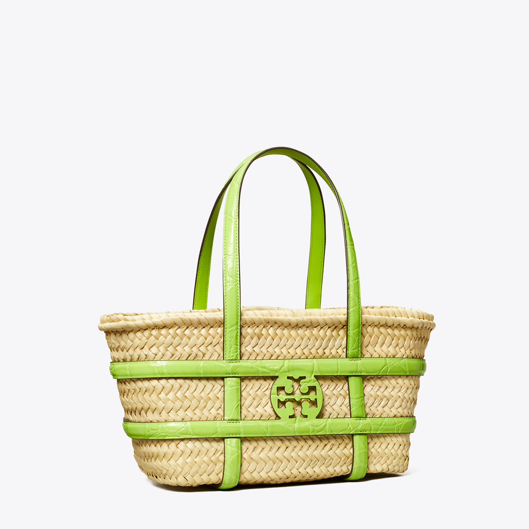 Tory Burch Small Ella Croc-Embossed Straw Basket | Tory Burch (US)