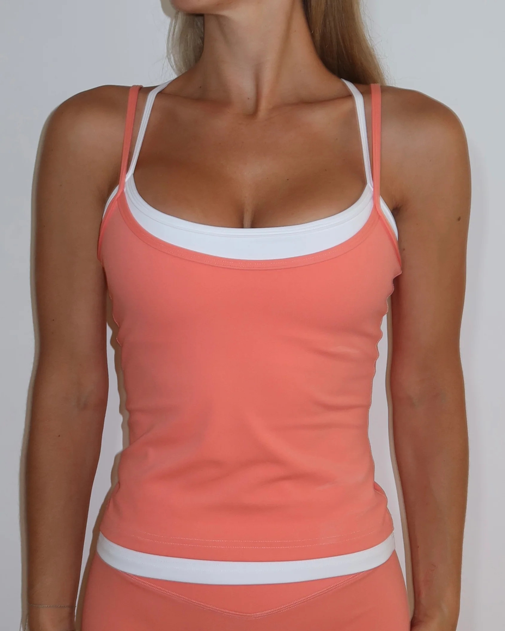 Double Layer Sporty Tank - Guava & White | Liaison the Label