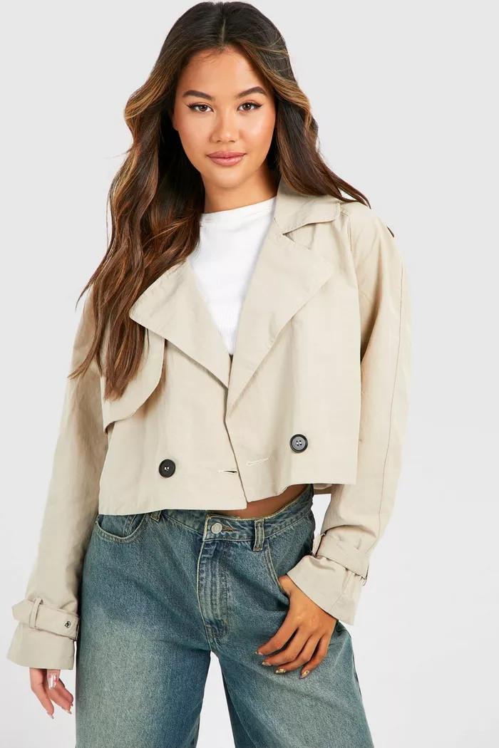 Crop Nylon Trench Coat | Boohoo.com (UK & IE)