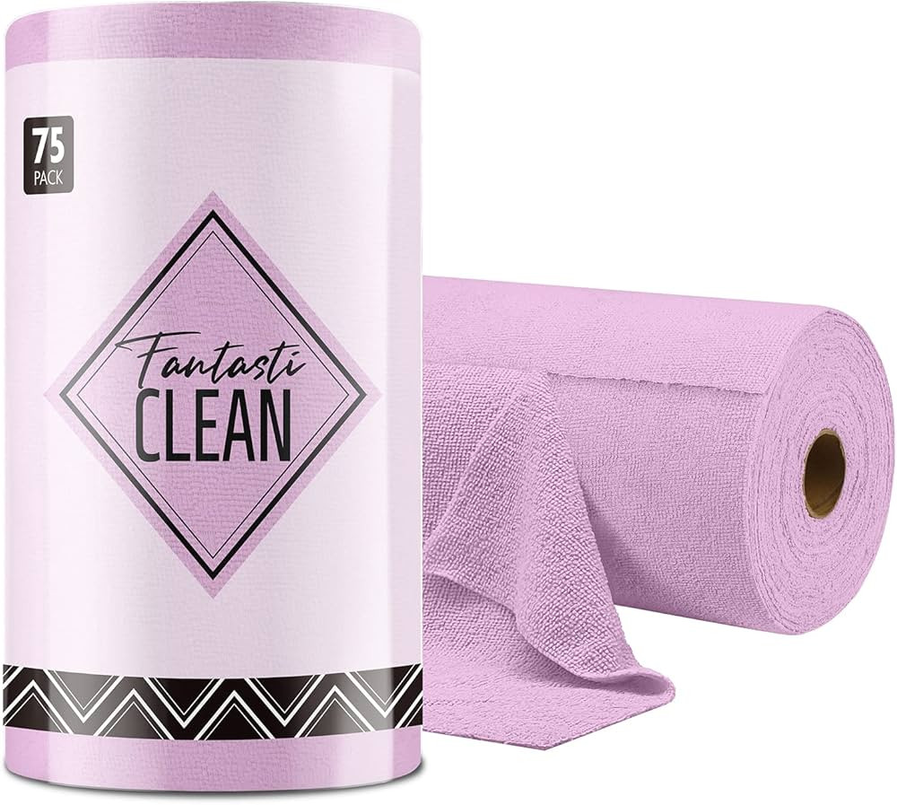 Fantasticlean Microfiber Cleaning Cloth Roll -75 Pack, Tear Away Towels, 12" x 12", Reusable Wash... | Amazon (US)