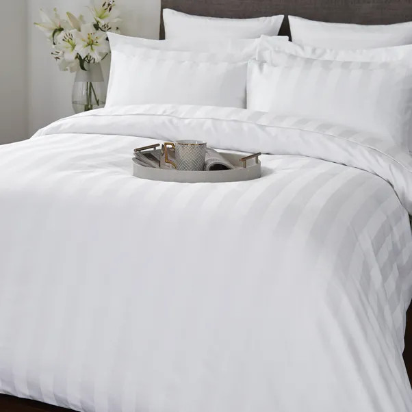 Hotel Cotton 230 Thread Count White Stripe Duvet Cover | Dunelm (migrated)
