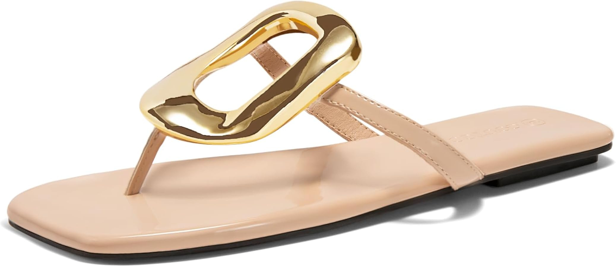 Coutgo Womens Flat Sandals Comfortable Flip Flops Slide Sandals Summer Beach Shoes with Metal Dec... | Amazon (US)