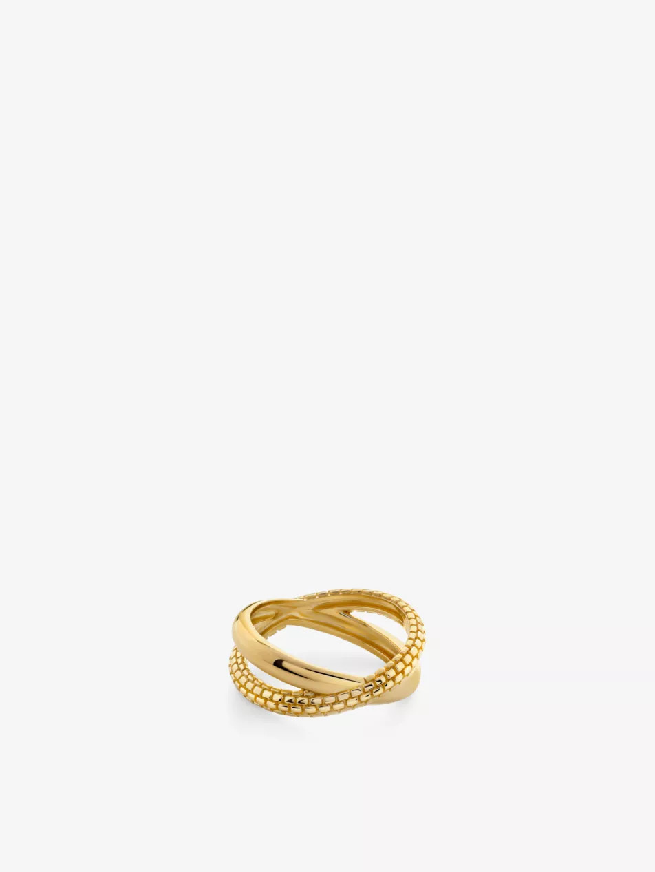 Heirloom Crossover 18ct yellow-gold plated vermeil sterling-silver ring | Selfridges