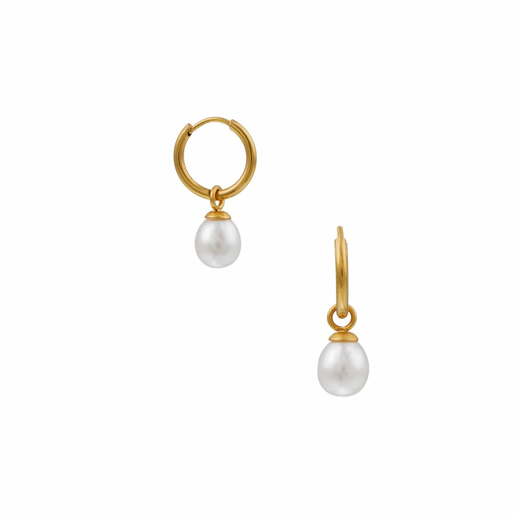 LUXE Pearl Drop Hoop Earrings | Orelia