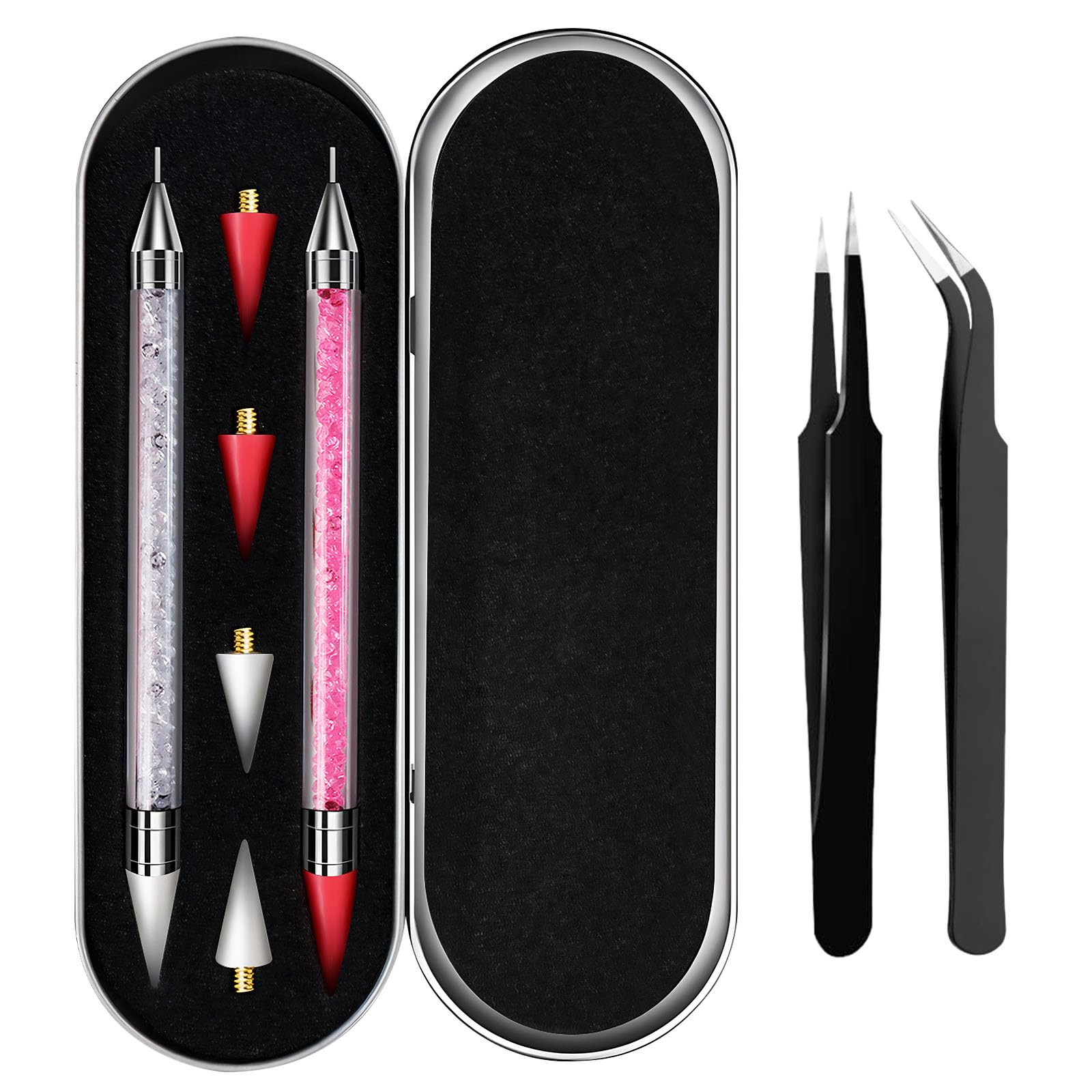 2 Pack Rhinestone Picker Tool - Dual-End Diamond Art Wax Pencil for Rhinestones with 4 Extra Tips... | Amazon (US)