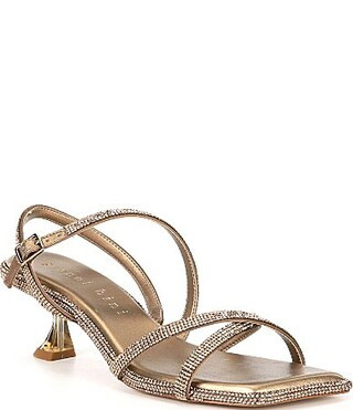 Gianni Bini Alyx Rhinestone Strappy Kitten Heel Dress Sandals - 7 | Dillard's