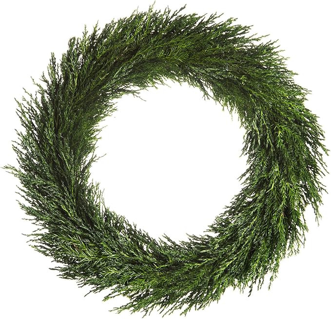 20 Inch Cypress Wreath - Handmade, Preserved, Fresh Green - Perfect Wall, Door, Window Decor for ... | Amazon (US)