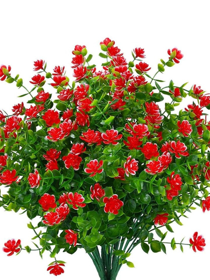 1pc/2pcs/4pcs/6pcs Artificial Flowers, Fake Outdoor UV Resistant Boxwood Shrubs Faux Plastic Gree... | SHEIN