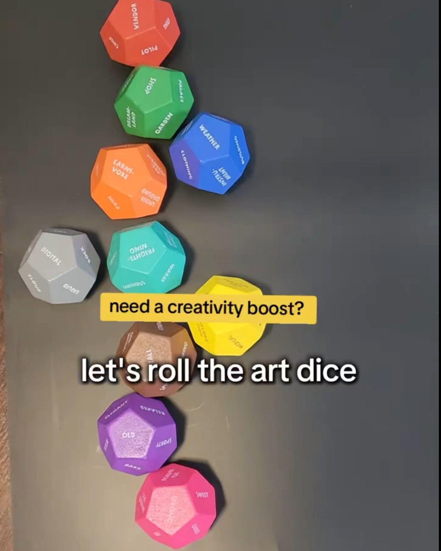 Never staring at a blank page again. 🎲 These drawing inspiration dice are genuinely the most fun I've had with art in a while. Roll them, get your prompt, and just go — no overthinking, no scrolling for ideas, just you and whatever chaotic combination the dice decide. Some of my favorite pieces have come from the most random rolls. Highly recommend if you're in a creative rut. 🎨#DrawingDice #ArtPrompt #CreativeBlock

