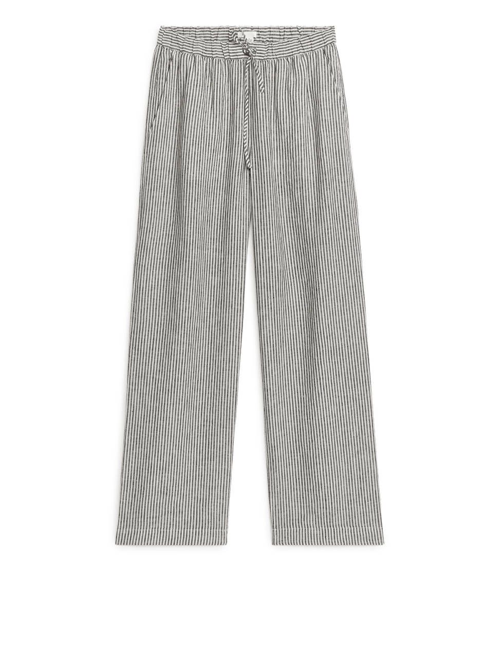 Linen Drawstring Trousers - Off White/Black - ARKET GB | ARKET
