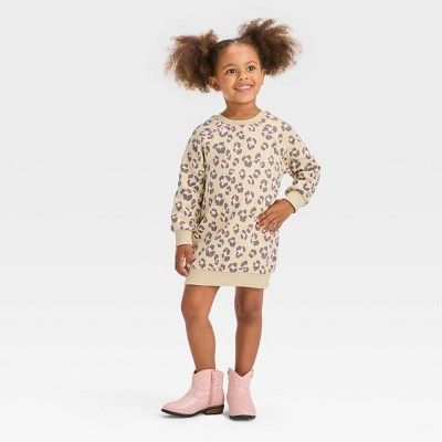 Grayson Mini Toddler Girls' Leopard Fleece Crew Dress | Target