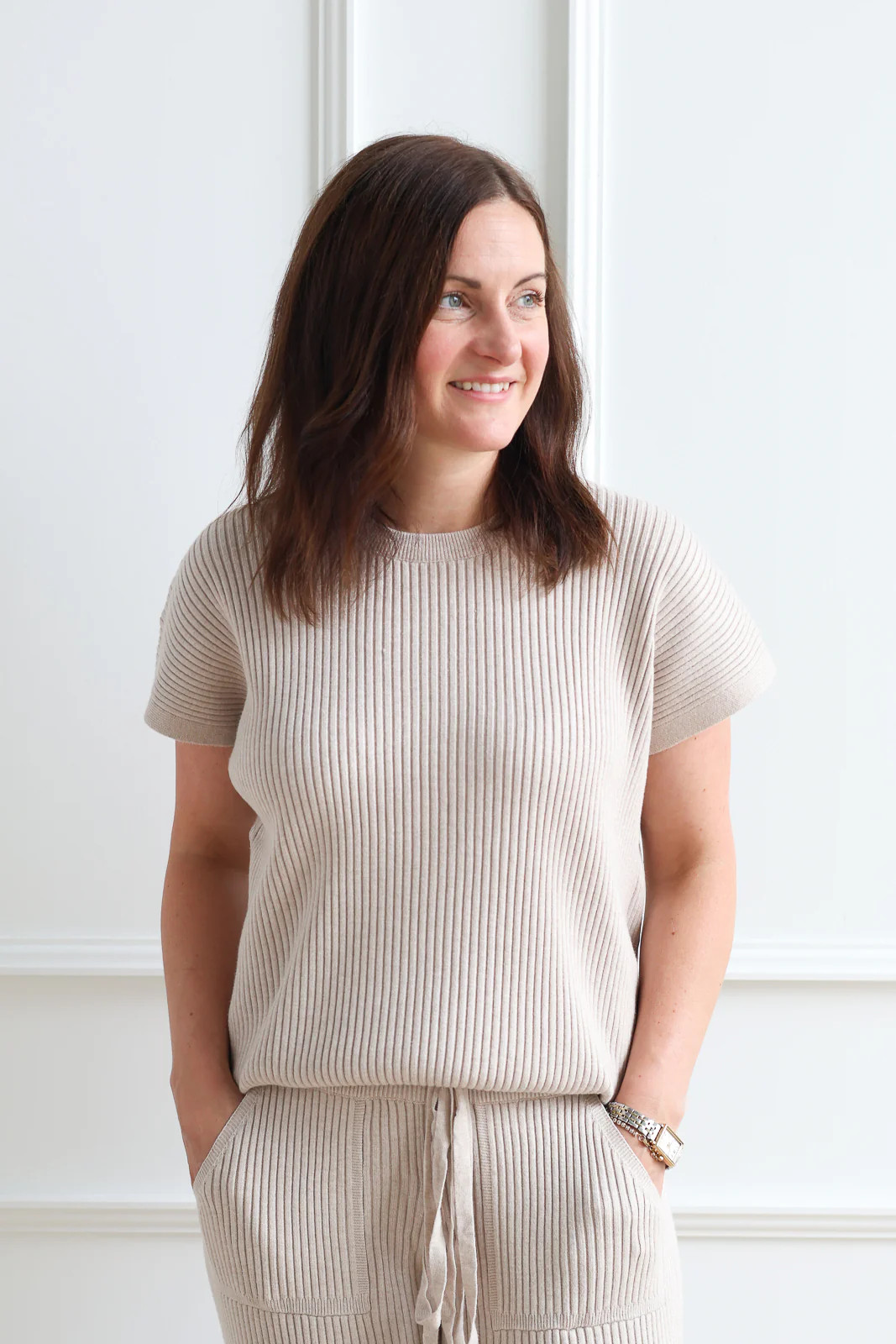 Ribbed Short Sleeve Sweater - Oat | Mad About Style Boutique