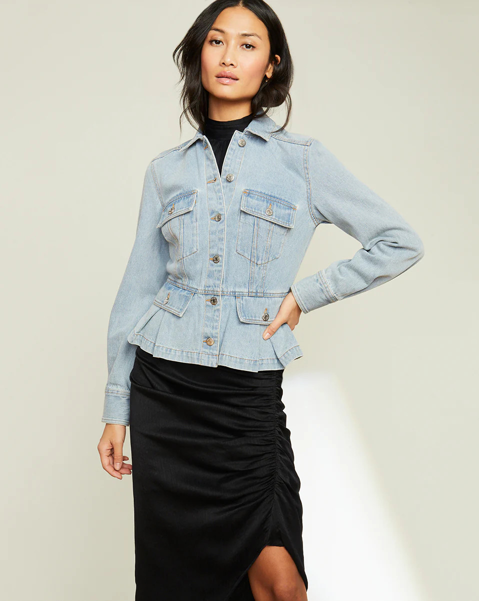 Jayla Peplum Denim Jacket | Veronica Beard