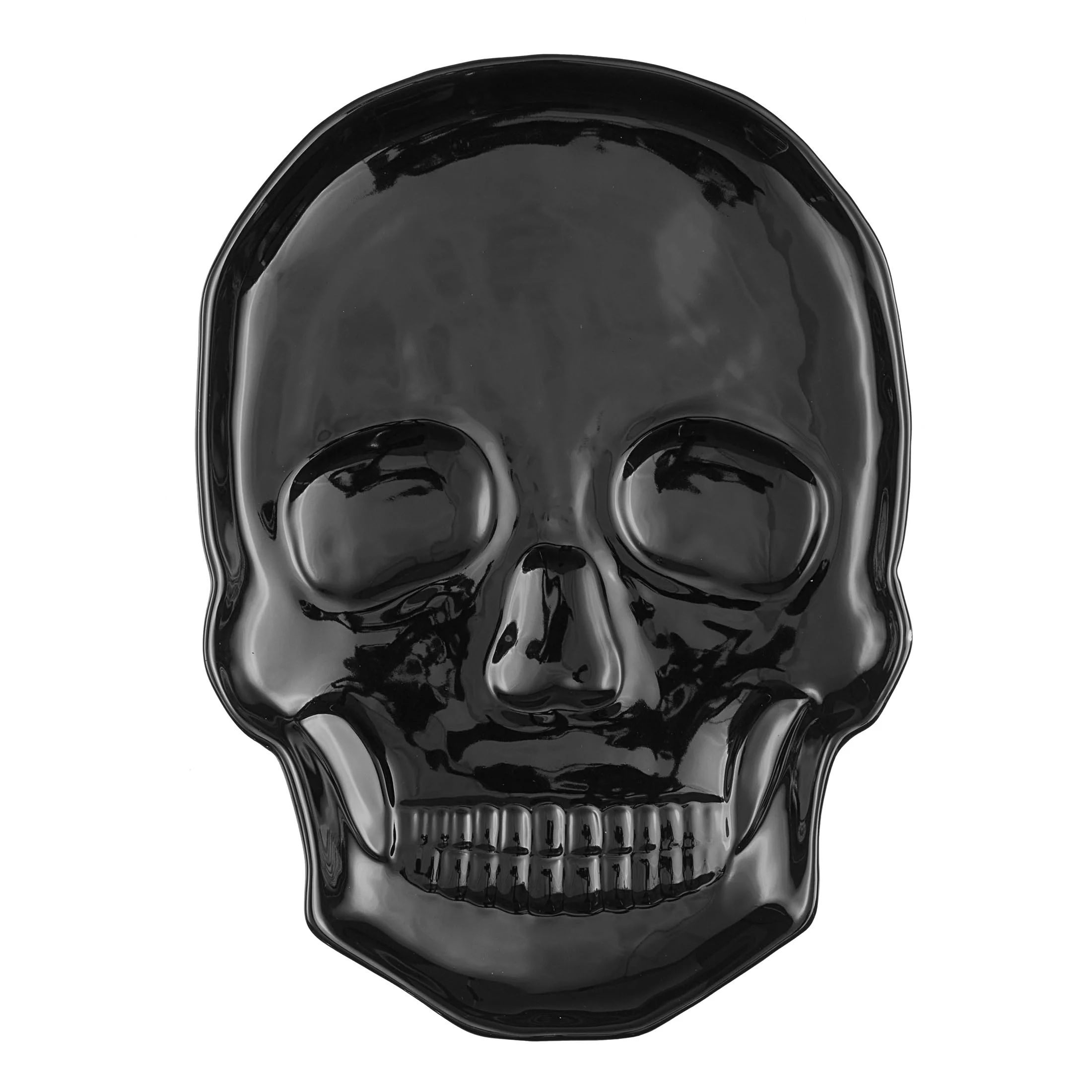 Way to Celebrate 11" Black Skull-Shaped Glazed Ceramic Serving Tray | Walmart (US)