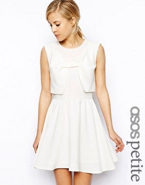 ASOS PETITE Skater Dress With Bow Front | ASOS US