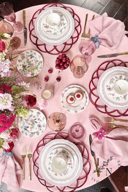 Celebrate this upcoming Galentine’s Day and Valentine’s Day with a beautifully decorated pink or red Tablescape. This Tablescape is built to inspire you to create your own stunning and unique Galentine’s Day or Valentine’s Day table for a dinner or brunch party. GALENTINES DAY. VALENTINES DAY. VALENTINES DAY DECOR. GALENTINES DAY DECOR. 

#LTKSeasonal #LTKhome #LTKparties