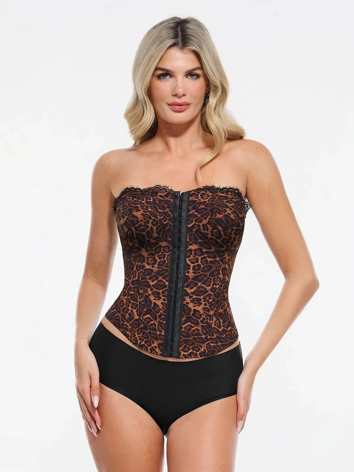 Shapewear Sculpting Leopard Mesh Detachable Strap Corset Top | Popilush