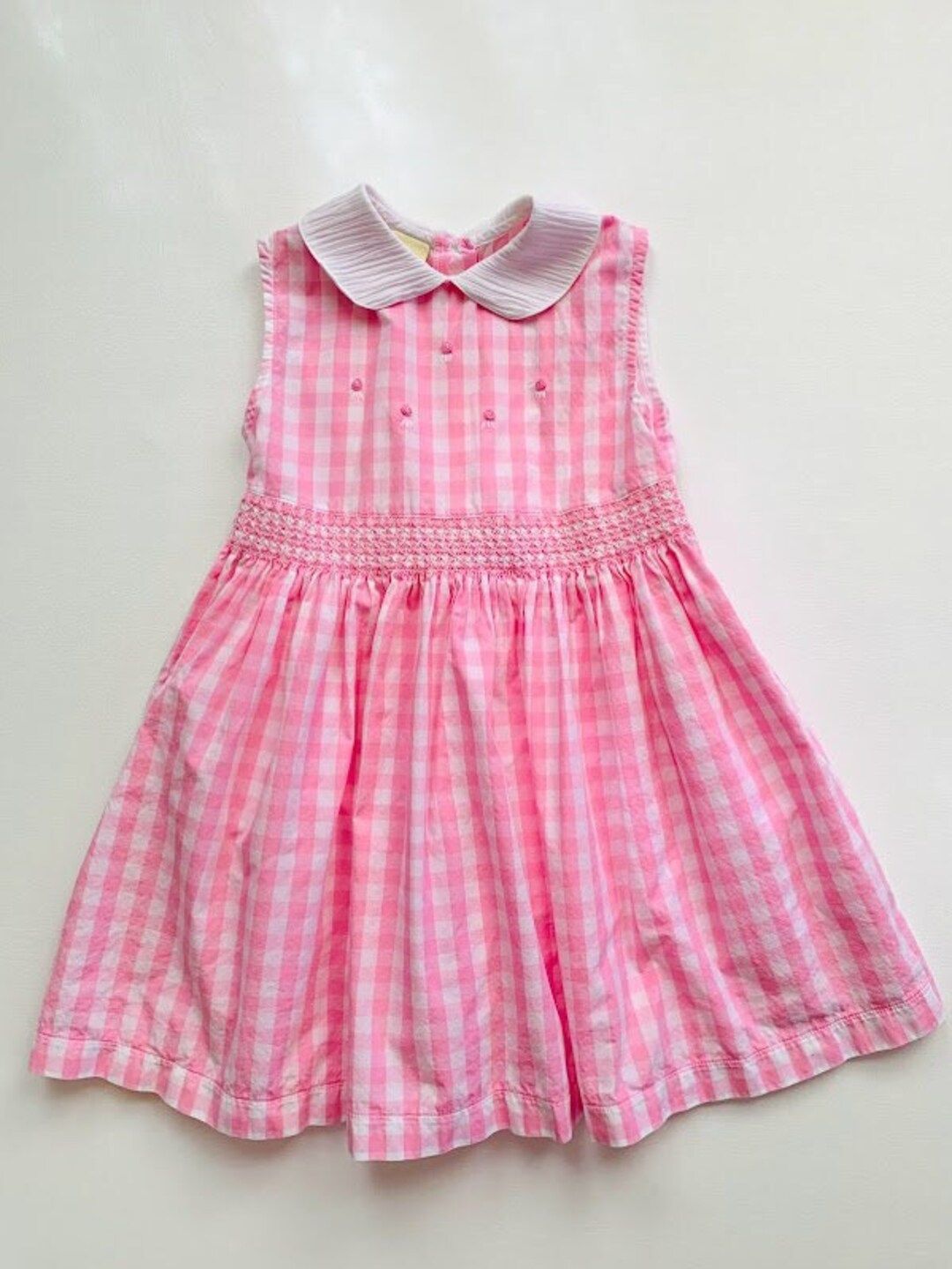 Vintage 80s Girls Pink and White Gingham Sleeveless Dress Size 3T/4T | Etsy (US)