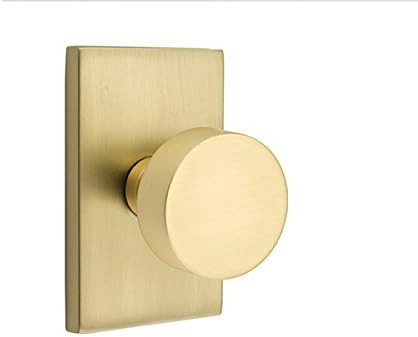 Passage Set, Modern Rectangle Rosette, Modern Round Knob, Satin Brass | Amazon (US)