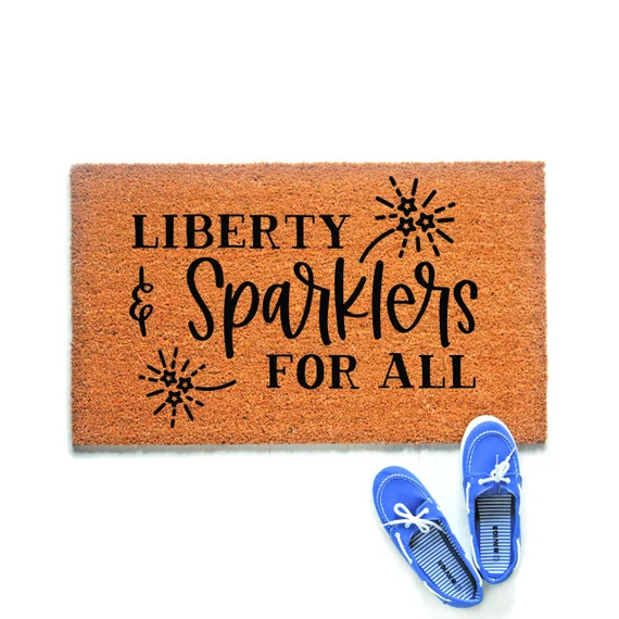 4th of July Door Mat, Liberty and Sparklers for All Firework Welcome Mat, Independence Day, Summe... | Etsy (US)