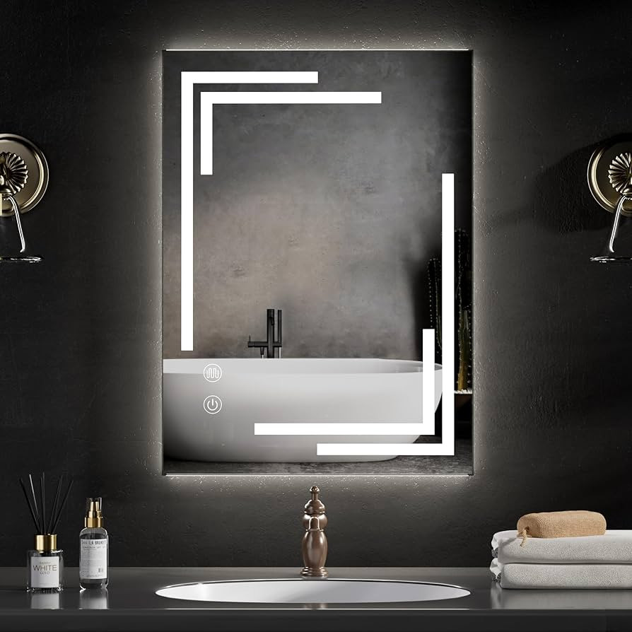 20"x28" LED Bathroom Mirror with Lights, Unique Front Light for Bathroom Wall, Memory, 3 Colors A... | Amazon (US)