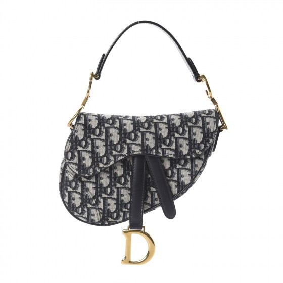 CHRISTIAN DIOR Oblique Mini Saddle Bag Blue | Fashionphile