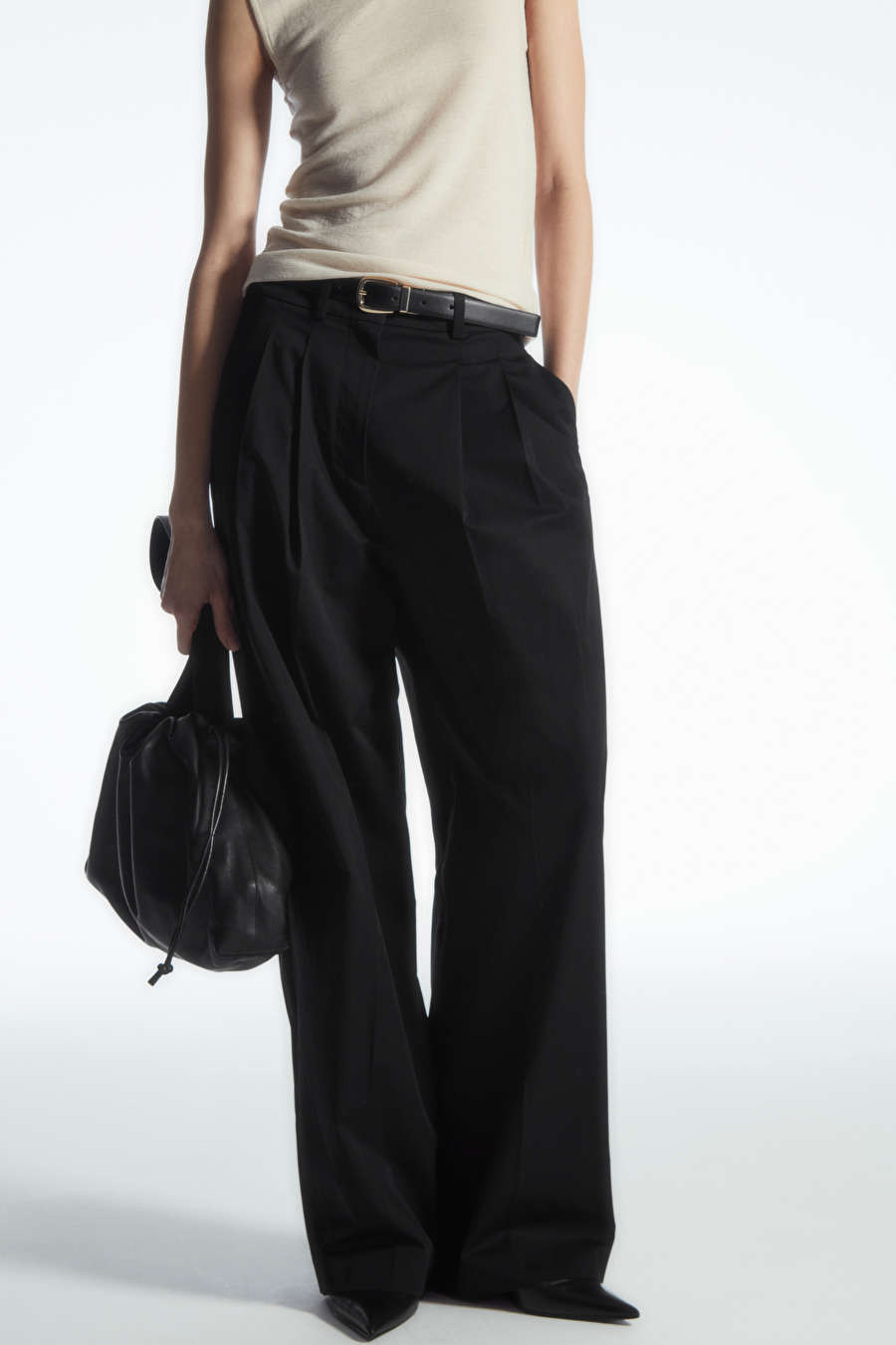 WIDE-LEG TAILORED TWILL TROUSERS | COS UK