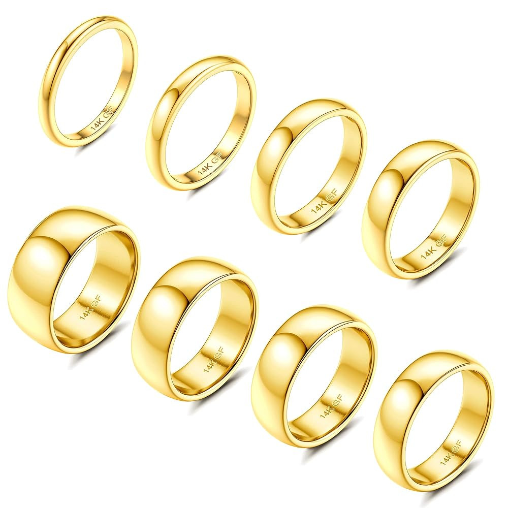 LOYALLOOK 8Pcs Gold Rings Stainless Steel Stacking Rings for Women Statement Bands Plain Finger R... | Amazon (US)