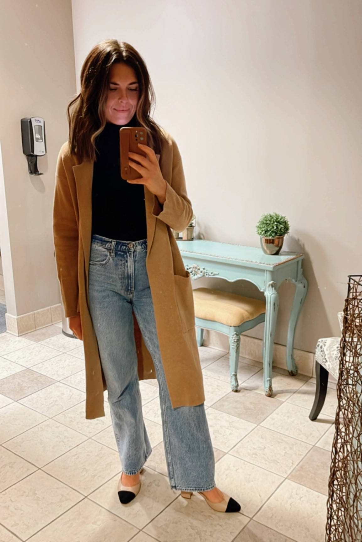 Sunday church ‘fit. Loose jeans, black turtleneck, coatigan sweater coat  

#LTKstyletip #LTKSeasonal