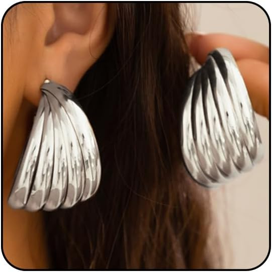 Chunky Gold Earrings for Women Trendy Silver Hoops Gold Statement Earrings Chunky Gold Hoops Big ... | Amazon (US)