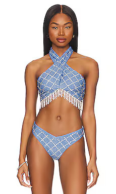 BEACH RIOT x REVOLVE Jessica Bikini Top in Denim from Revolve.com | Revolve Clothing (Global)