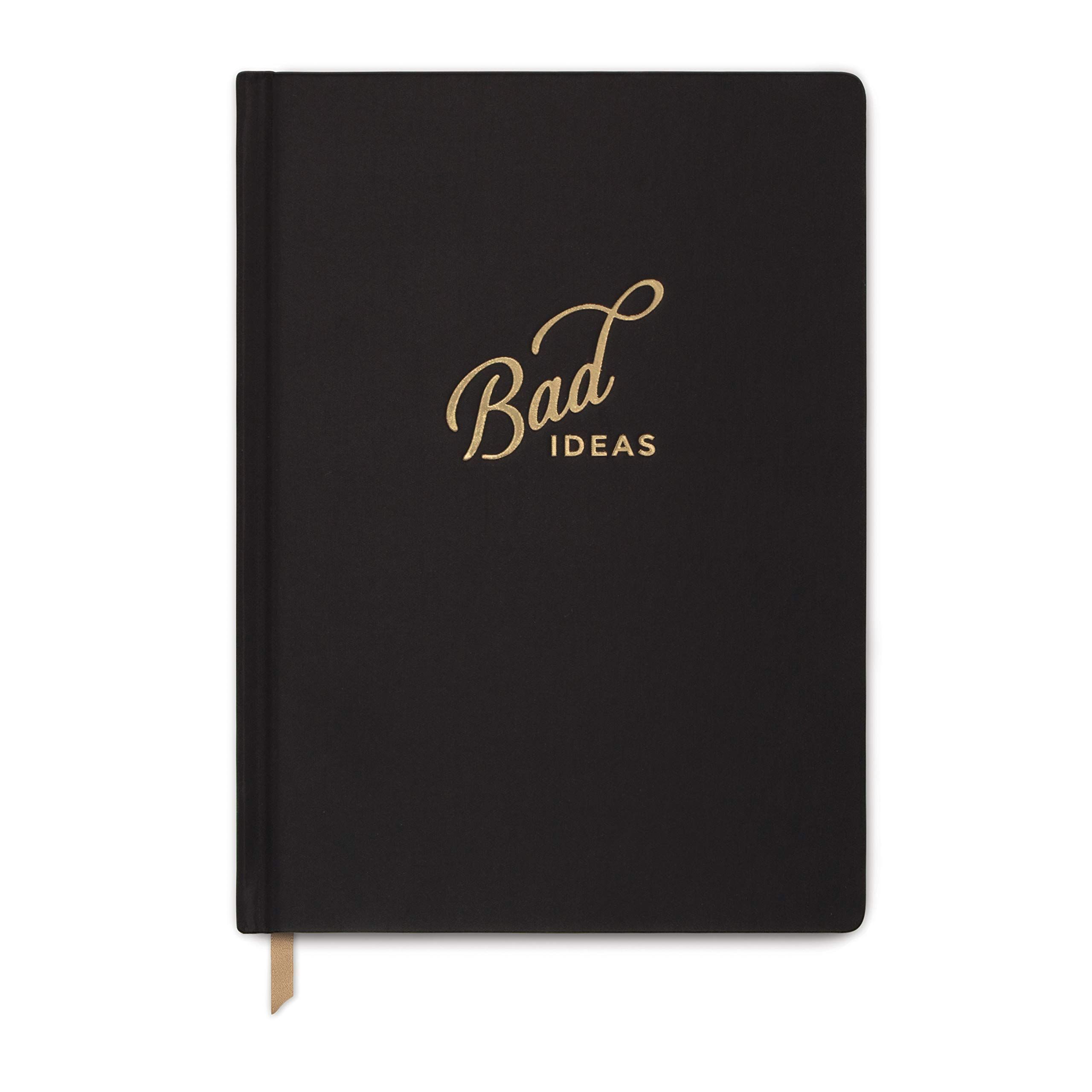 Designworks Ink "Bad Ideas" Black 8.5" x 10.25" Jumbo Journal Notebook with Cloth Cover, Gold Acc... | Amazon (US)