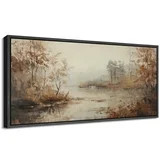 Large Framed Canvas Print Forest stream in Autumn Wall Art Decorative Ready to Hang Painting for ... | Walmart (US)