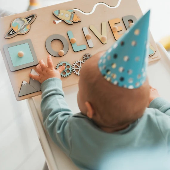 Busy Board 1st Birthday Boy Gift Name Puzzle Baby - Etsy | Etsy (US)