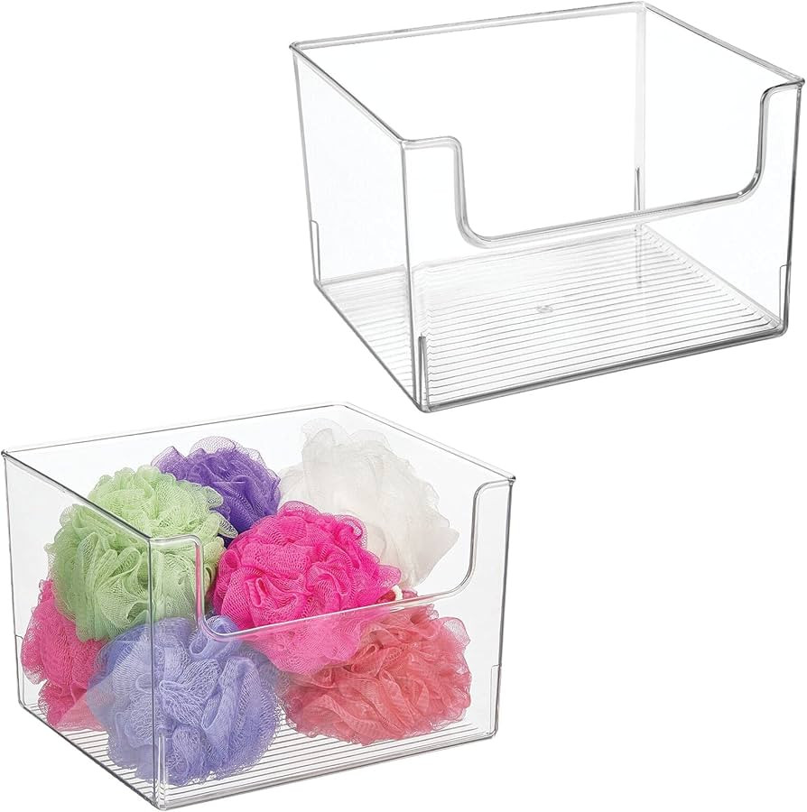mDesign Modern Plastic Open Front Dip Storage Organizer Bin Basket for Bathroom Organization - Va... | Amazon (US)