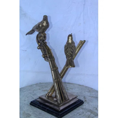 Nifao Collection Creative Art, Violin and Two Birds, Bronze Statue in Silver Finish 12 x 8 x 19"H | Wayfair North America