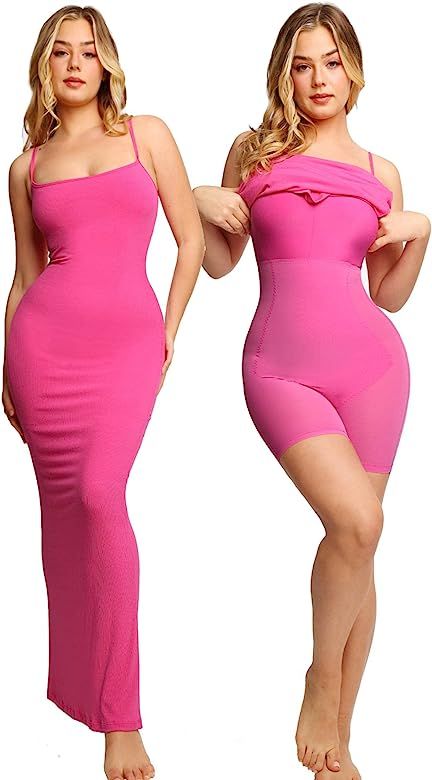 Popilush Shaper Dress Bodycon Maxi/Mini Built in Shapewear Bra 8 in 1 Women Lounge leeveless Backles | Amazon (US)