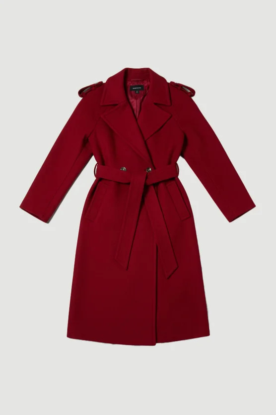 Wool Tailored Belted Midi Coat | Karen Millen US