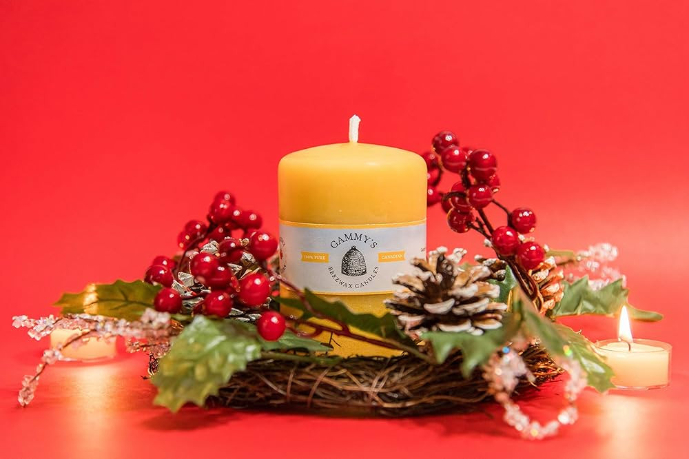 3.1"x5" Smooth Beeswax Pillar - 100% Pure Beeswax, hand-poured, family-run & Made In Toronto, CAN... | Amazon (CA)