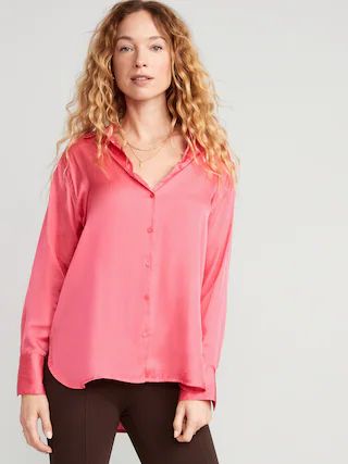 Satin Boyfriend Shirt for Women | Old Navy (US)