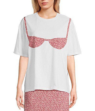 Things Between Short Sleeve Floral Bra T-Shirt - M | Dillard's