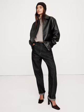Oversized Leather Bomber Jacket | Banana Republic (US)