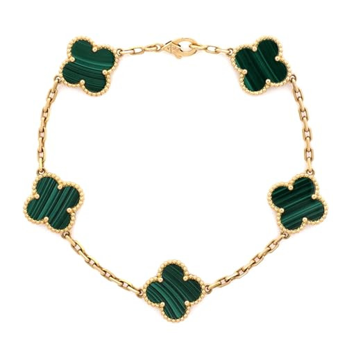 Van Cleef & Arpels, Pre-Loved Vintage Alhambra 5 Motifs Bracelet 18K Yellow Gold and Malachite, Yellow Gold | Amazon (US)